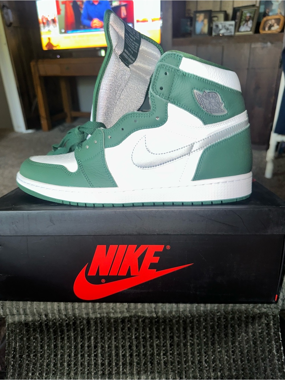 Nike Air Jordan 1 High Gorge Green White Men's Sneakers Size 13